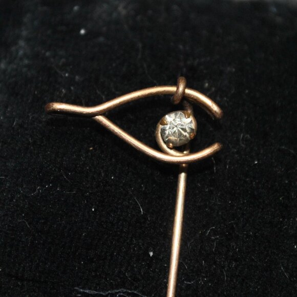 Antique/Vintage Gold-filled Wishbone Stick / Scarf Pin with Paste Stone - Picture 1 of 7